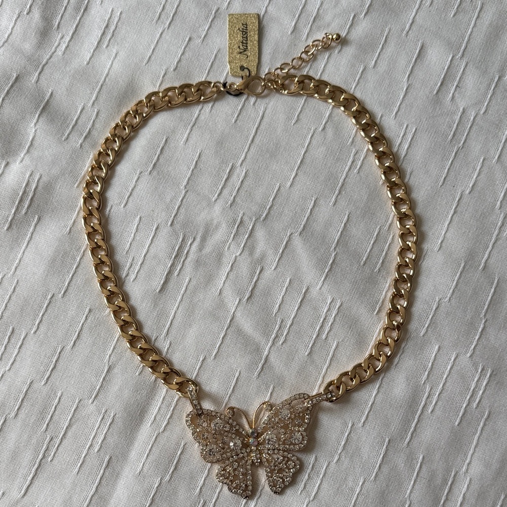Natasha Gold Necklace with Butterfly Pendant